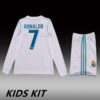 2017-18 REAL MADRID HOME LONG SLEEVE KIDS KIT