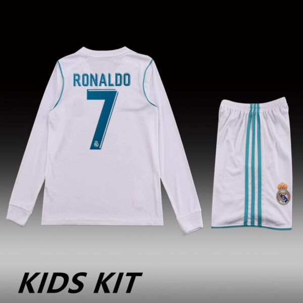 2017-18 REAL MADRID HOME LONG SLEEVE KIDS KIT
