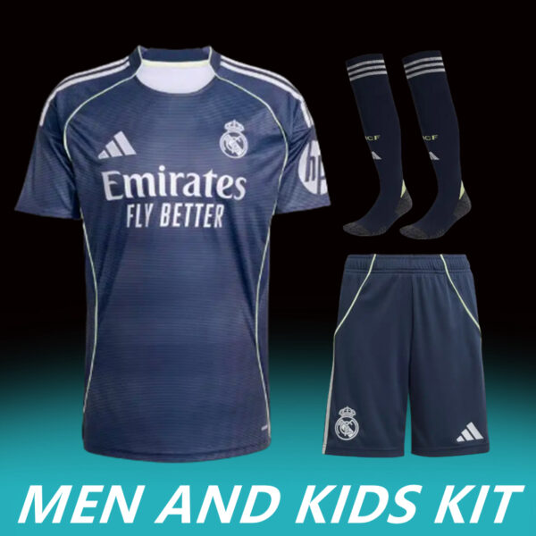 2025-26 REAL MADRID AWAY MEN AND KIDS KIT