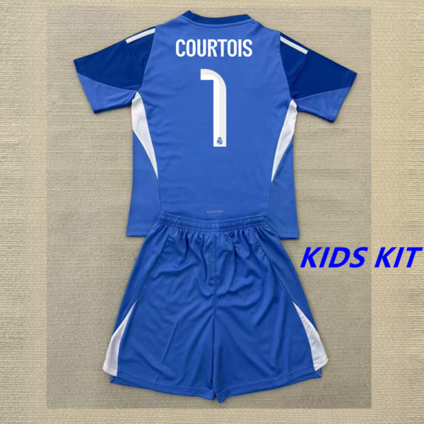 2025-26 REAL MADRID BLUE GOALKEEPER KIDS KIT