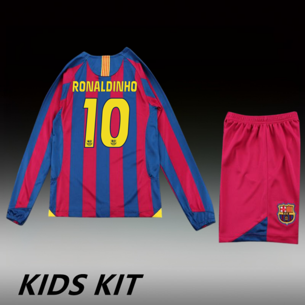 2005-06 BARCELONA HOME LONG SLEEVE KIDS KIT
